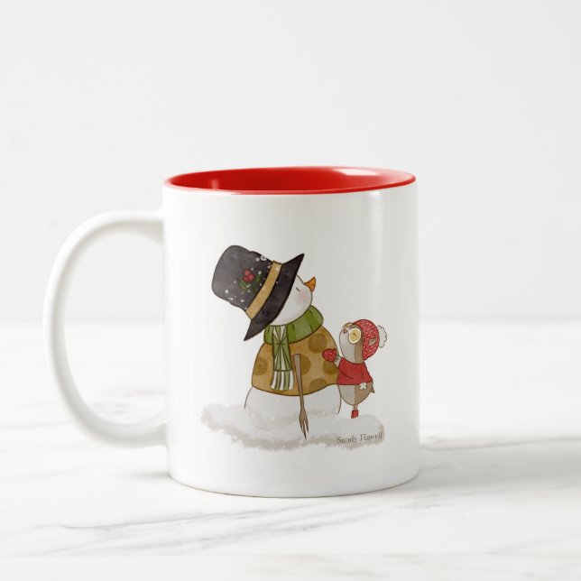 Caneca De Café Em Dois Tons Dourado Snowman Mug (Esquerda)