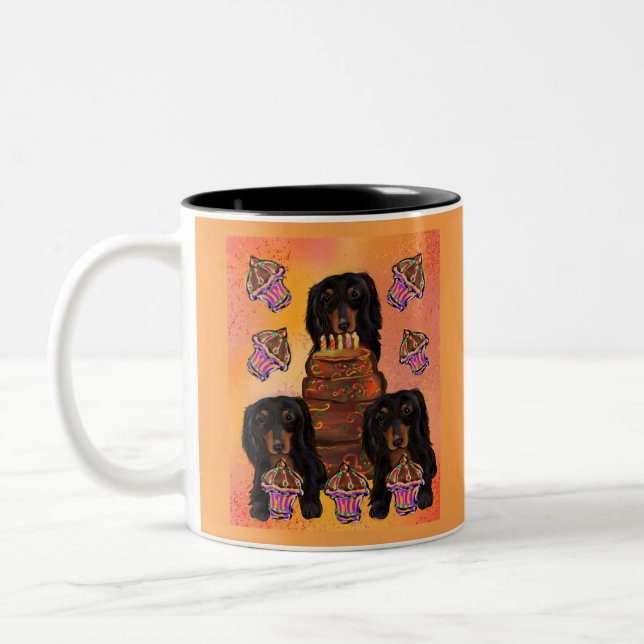 Caneca De Café Em Dois Tons Dóxies Pretas de Cabelo Longo (Esquerda)