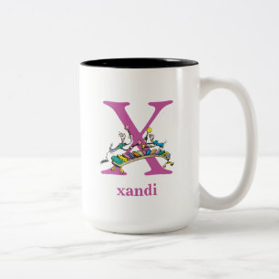 Caneca De Café Em Dois Tons Dr. Seuss's ABC: Letter X - Purple   Add Your Name
