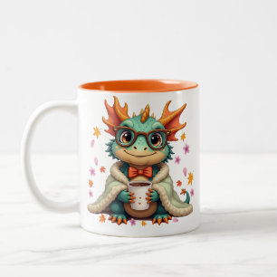 Caneca De Café Em Dois Tons Dragão Barbudo Aconchegante - Dragão em Cobertor C
