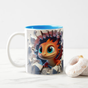 Caneca De Café Em Dois Tons Dragão-Bebê Cachorro Quente de Café 3D Muita