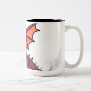 Caneca De Café Em Dois Tons Dragão da Vintage da Pixel Art