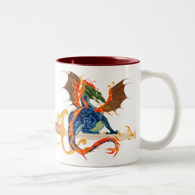 Caneca De Café Em Dois Tons dragão e espada (Direita)