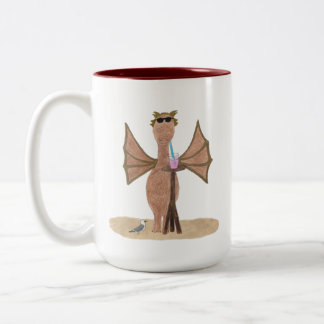 Caneca De Café Em Dois Tons Dragão Fofo na Praia 