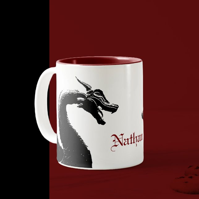 Caneca De Café Em Dois Tons Dragão Mítico Personalizado (Criador carregado)