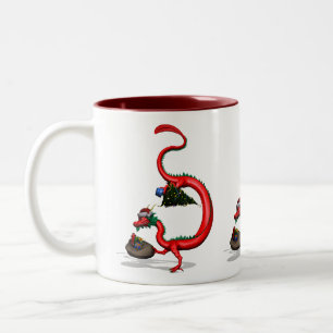 Caneca De Café Em Dois Tons Dragão Vermelho Oriental