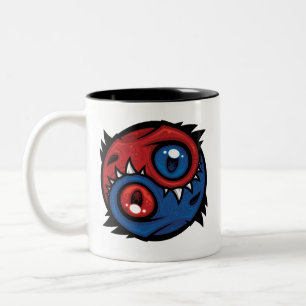 Caneca De Café Em Dois Tons Dragões Yin Yang Vermelhos e Azuis