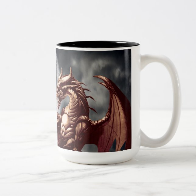 Caneca De Café Em Dois Tons Dragon & Moon Fantasy Mug (Direita)