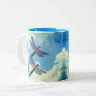 Caneca De Café Em Dois Tons Dragonflies Blue Sky Personalidade