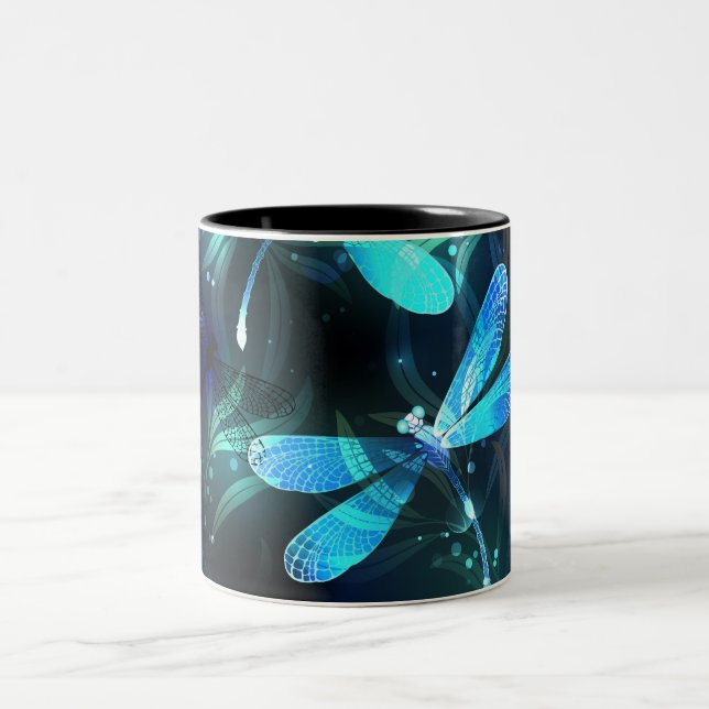 Caneca De Café Em Dois Tons Dragonflies de lago (Centro)