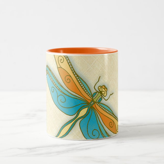 Caneca De Café Em Dois Tons Dragonfly 11 oz, caneca de dois tons (Centro)