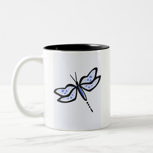 Caneca De Café Em Dois Tons Dragonfly Azul Real (Esquerda)