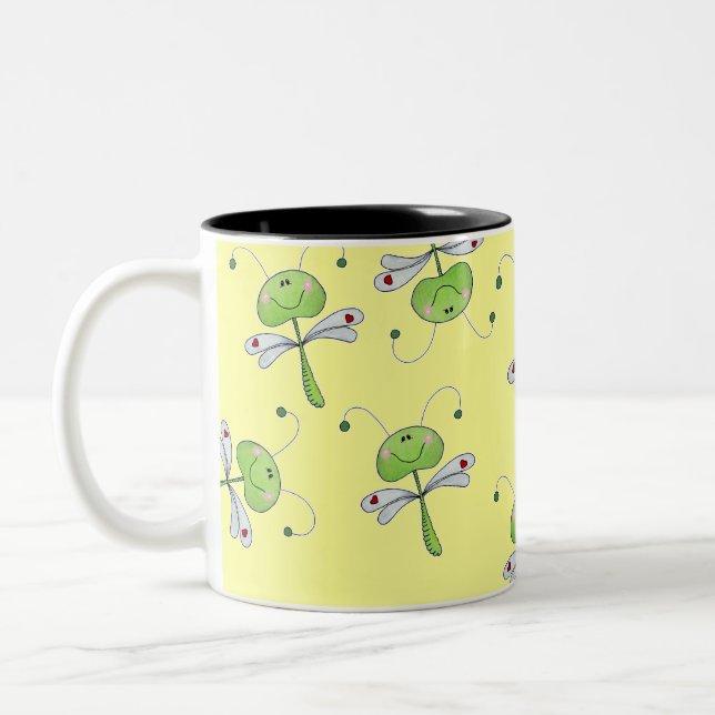 Caneca De Café Em Dois Tons Dragonfly com Corações (Esquerda)
