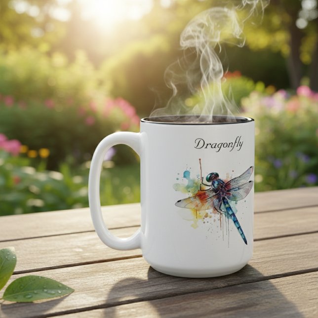Caneca De Café Em Dois Tons Dragonfly Dreamscape, personalizado (Criador carregado)