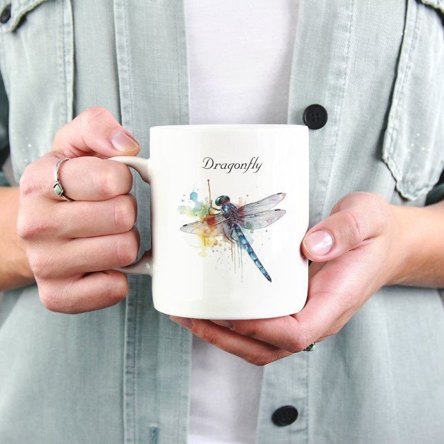 Caneca De Café Em Dois Tons Dragonfly Dreamscape, personalizado (Criador carregado)