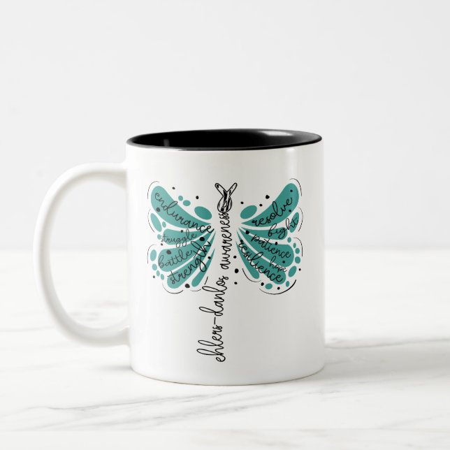 Caneca De Café Em Dois Tons Dragonfly Ehlers Danlos Consciência (Esquerda)