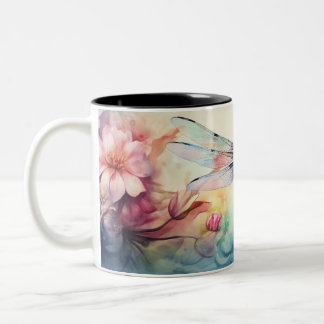 Caneca De Café Em Dois Tons Dragonfly em Flores