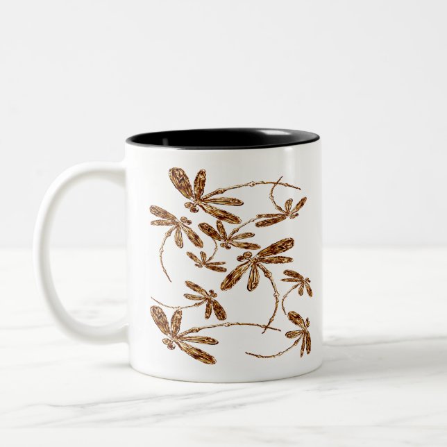 Caneca De Café Em Dois Tons Dragonfly Frenzy Dourado (Esquerda)