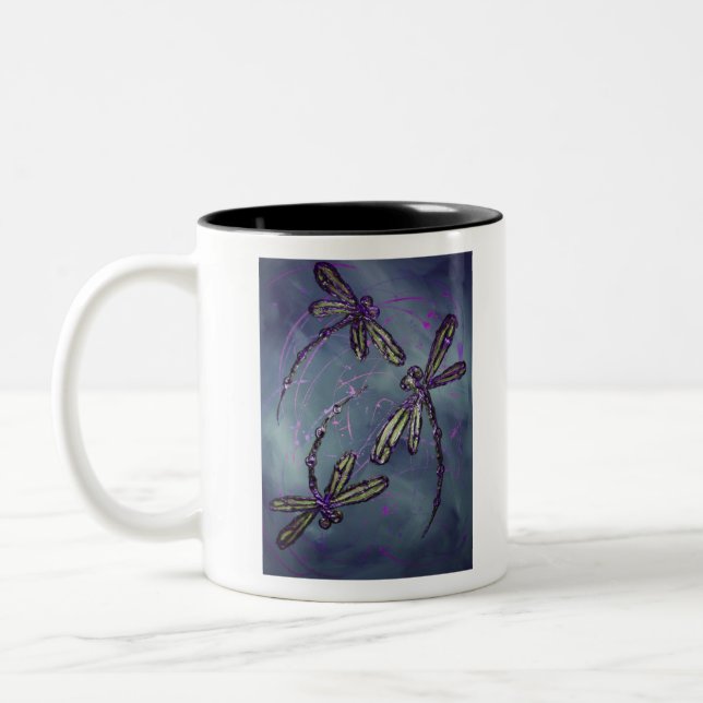 Caneca De Café Em Dois Tons Dragonfly Purple Night Fliting (Esquerda)
