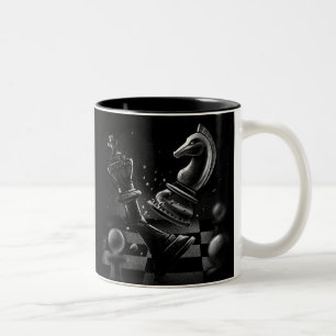 Caneca De Café Em Dois Tons Dramático Xadrez Monochrom