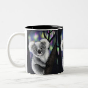 Caneca De Café Em Dois Tons Dreamy Koala em uma Floresta Encantada