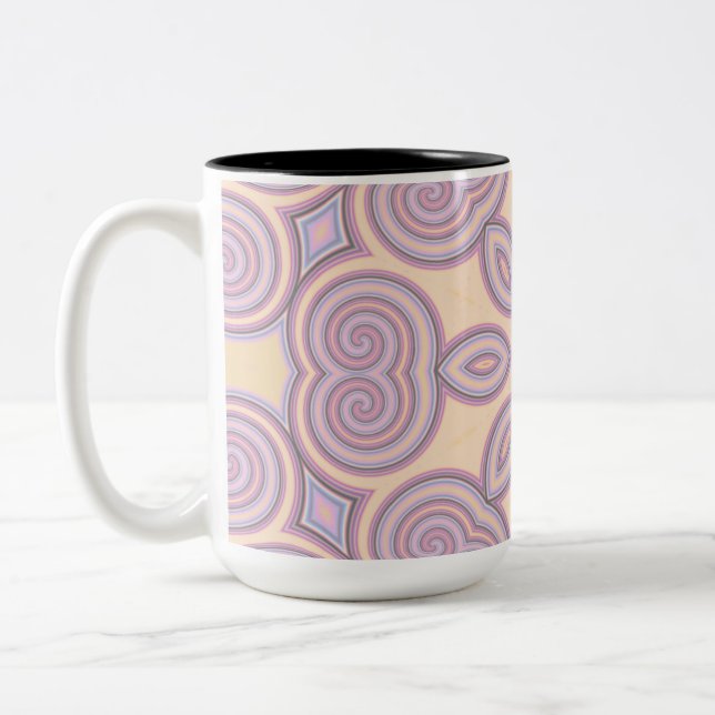 Caneca De Café Em Dois Tons Dreamy Swirls - Padrão Psicodélico Pastel (Esquerda)