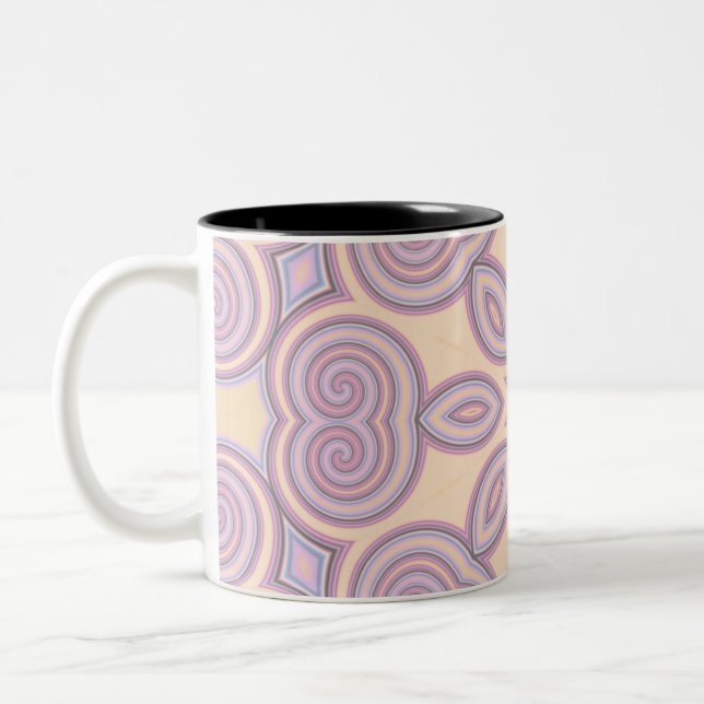 Caneca De Café Em Dois Tons Dreamy Swirls - Padrão Psicodélico Pastel (Esquerda)