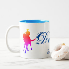 Caneca De Café Em Dois Tons Dressage Horse Rider Colour Silhouette Personaliza