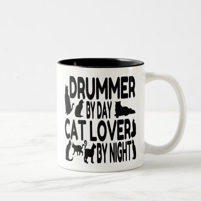 Caneca De Café Em Dois Tons Drummer do Cat Lover (Direita)