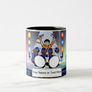 Caneca De Café Em Dois Tons Drummer Personalizado - Cartoon Masculino