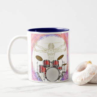 Caneca De Café Em Dois Tons Drummer Vitruviano Personalizado