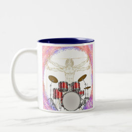 Caneca De Café Em Dois Tons Drummer Vitruviano Personalizado