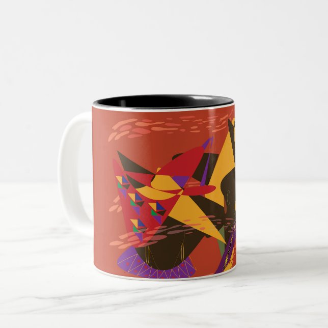 Caneca De Café Em Dois Tons Duas Mulheres Negras Elegantes (Frente Esquerda)