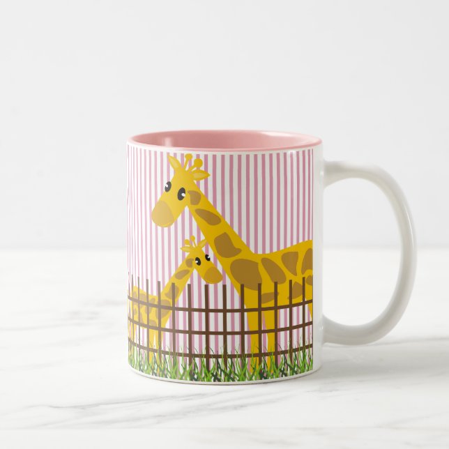Caneca De Café Em Dois Tons Duas (Também) Girafas Cachorosas (Direita)