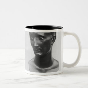 Caneca De Café Em Dois Tons Duas vistas de um busto do imperador Augustus
