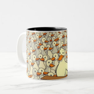 Caneca De Café Em Dois Tons Duck Rally - Engraçada Pedra de Cartoon Fala Multi