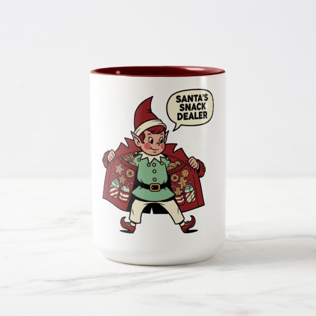 Caneca De Café Em Dois Tons Duende Vendedor de Lanches do Papai Noel (Centro)