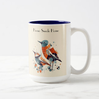 Caneca De Café Em Dois Tons Dueto de Ave Scandi, personalizado