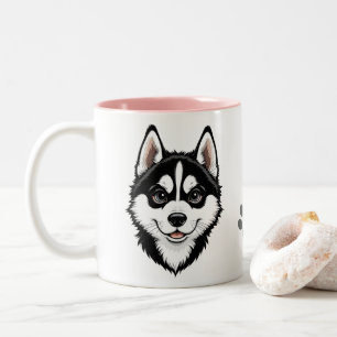 Caneca De Café Em Dois Tons Dulce Cachorro Husky Siberiano
