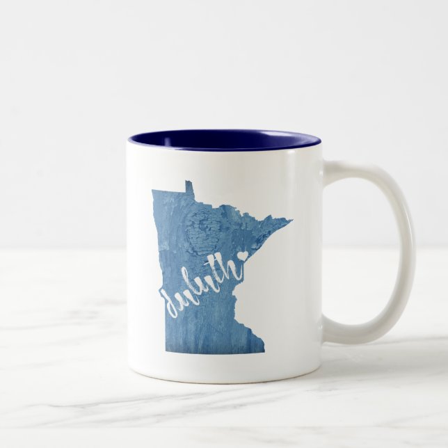 Caneca De Café Em Dois Tons Duluth Minnesota Wood Grain (Direita)