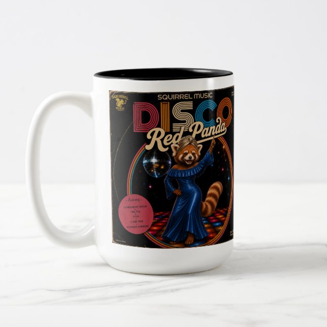 Caneca De Café Em Dois Tons Duo de Panda Vermelho Disco (Esquerda)