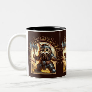 Caneca De Café Em Dois Tons Dwarf Feline Fantasy Adventure
