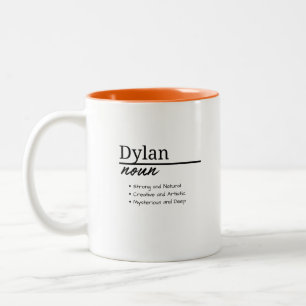Caneca De Café Em Dois Tons Dylan, Definição de Nome Personalizado de Menino