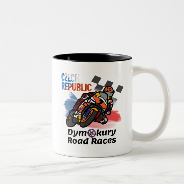 Caneca De Café Em Dois Tons "Dymokury Motorcycle Road Races (Direita)