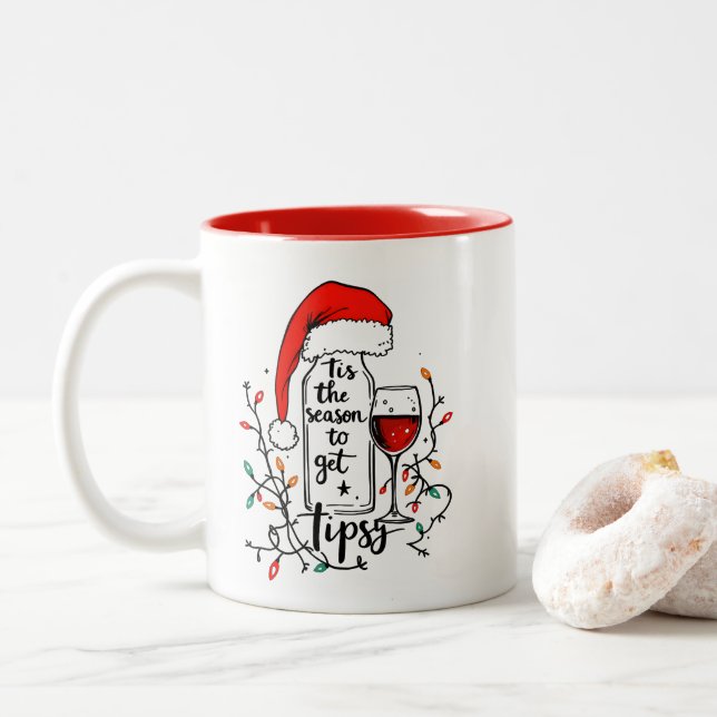 Caneca De Café Em Dois Tons É a Época de Ficar Embriagado  (Com Donut)