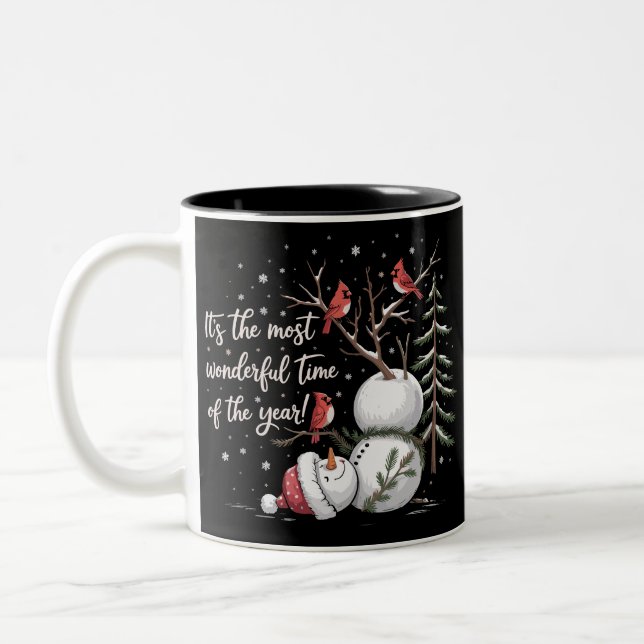 Caneca De Café Em Dois Tons É a época mais maravilhosa do ano Snowman (Esquerda)