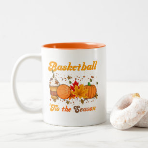 Caneca De Café Em Dois Tons É a Temporada de Basquete Outono Café Abóbora