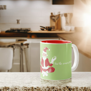 Caneca De Café Em Dois Tons É a Temporada para Respirar Yoga Papai Noel