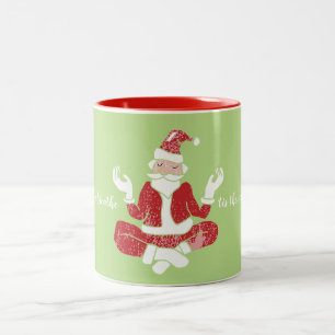 Caneca De Café Em Dois Tons É a Temporada para Respirar Yoga Papai Noel