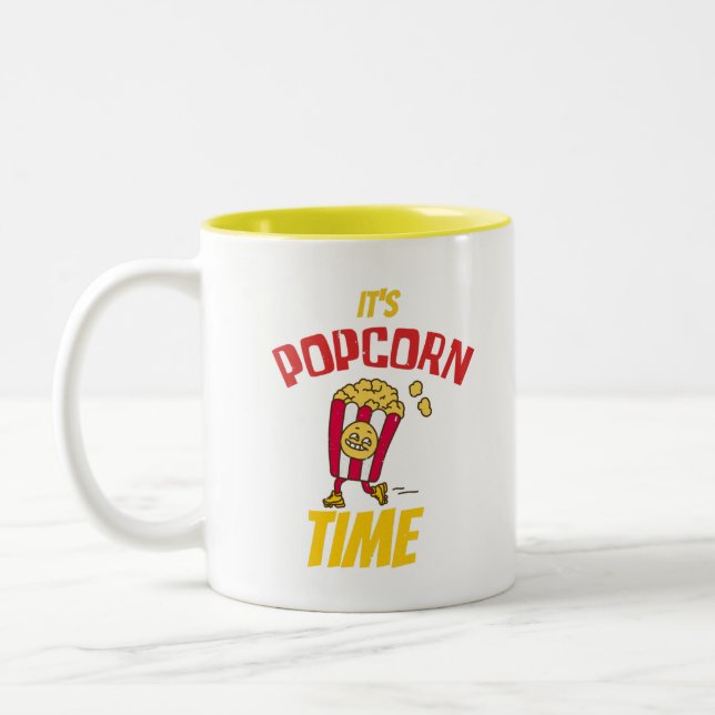 Caneca De Café Em Dois Tons É Hora de Pipoca Engraçado (Esquerda)